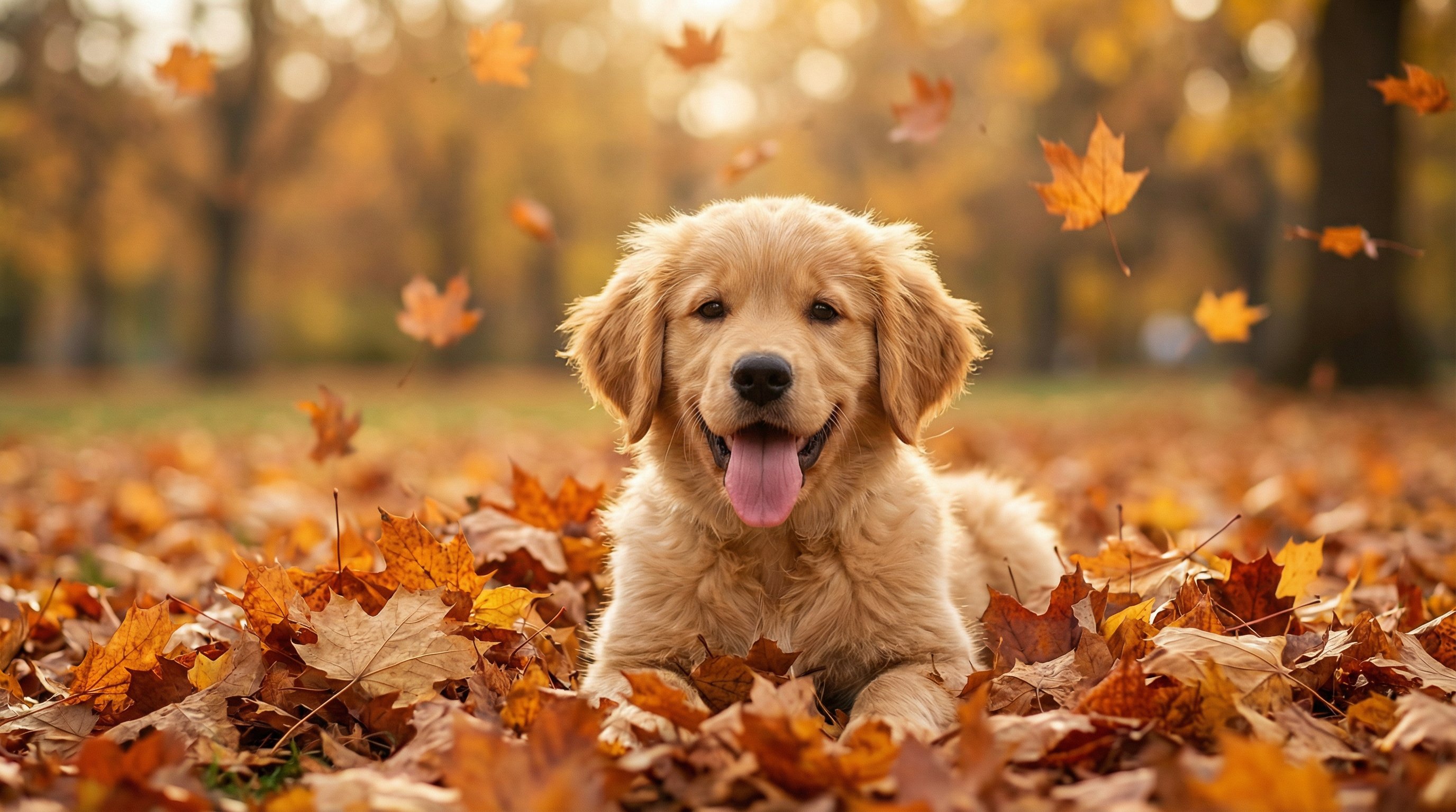 小蓝视频金毛幼犬秋日视频